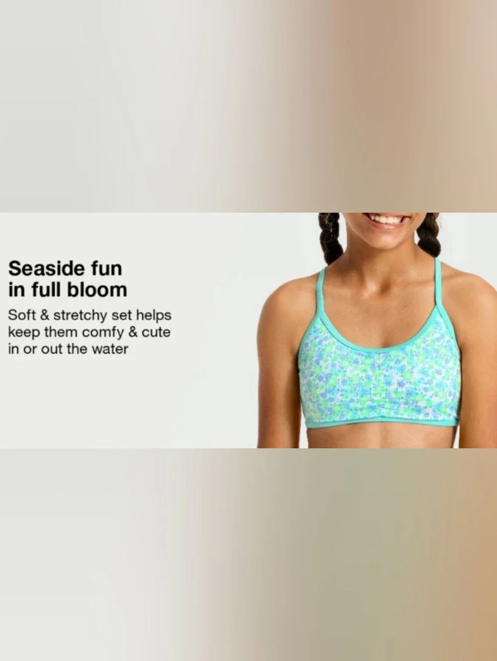 Girls' Vibrant Meadow Bikini Set - art class . Size XL(14)